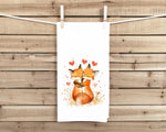 Two Foxes Tea Towel, 27x27 Flour Sack Hand Towel, Valentine's Day Birthday Mother's Day Christmas Gift Idea for Fox Lovers
