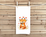 Two Foxes Tea Towel, 27x27 Flour Sack Hand Towel, Valentine's Day Birthday Mother's Day Christmas Gift Idea for Fox Lovers
