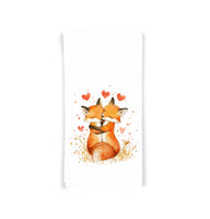 Two Foxes Tea Towel, 27x27 Flour Sack Hand Towel, Valentine's Day Birthday Mother's Day Christmas Gift Idea for Fox Lovers