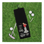I Know I Play Like a Girl Try to Keep Up Vintage Tri-fold Golf Towel w/ Clip 100% Microfiber Waffle Weave Gift for Women Mom Daughter Friend