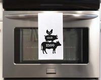 Cluck Oink Moo Flour Sack Towel Funny Pig Kitchen Decor Farmhouse Kitchen Hostess Housewarming Birthday Christmas Gift Idea for Men Women