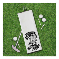 They See Me Rollin They Hatin Tri-fold Golf Towel with Clip 100% Microfiber Waffle Weave Black White Gift Idea for Golfer Men Women