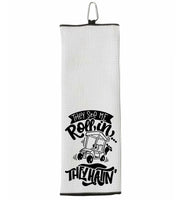They See Me Rollin They Hatin Tri-fold Golf Towel with Clip 100% Microfiber Waffle Weave Black White Gift Idea for Golfer Men Women
