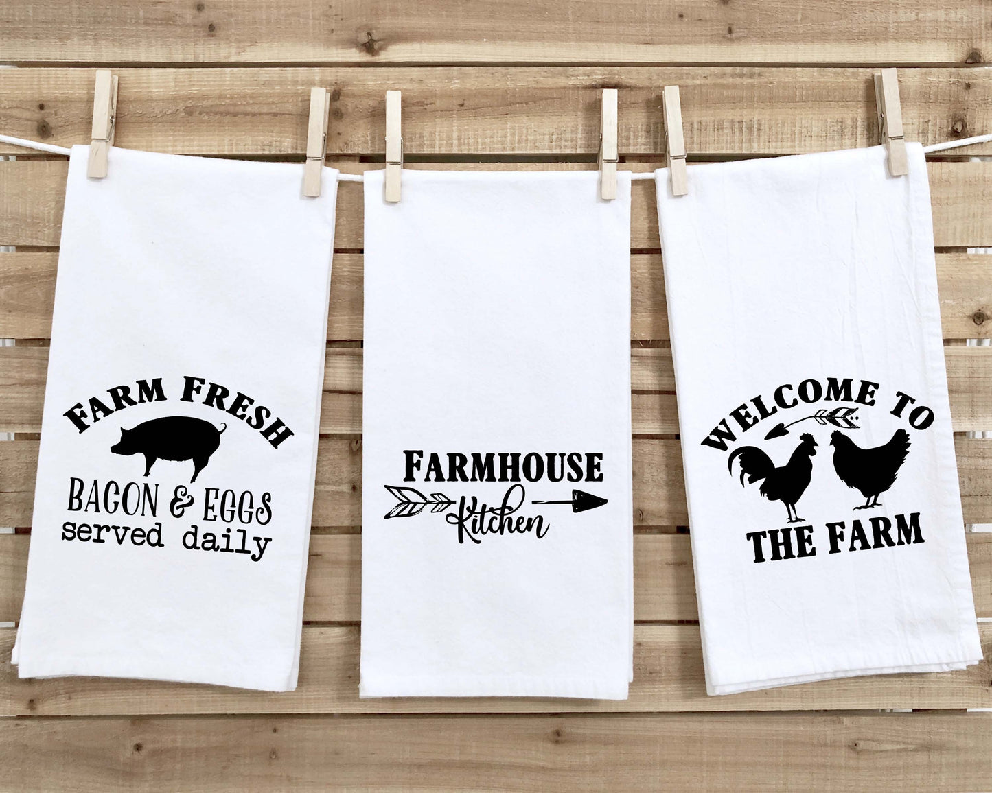 Set of 3 Farmhouse Flour Sack Kitchen Towels Cute Funny Hand Tea Dish Towels Birthday Housewarming Christmas Gift for Women Men Farm Style