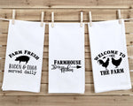 Set of 3 Farmhouse Flour Sack Kitchen Towels Cute Funny Hand Tea Dish Towels Birthday Housewarming Christmas Gift for Women Men Farm Style
