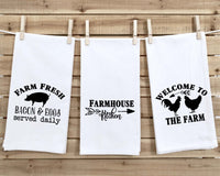 Set of 3 Farmhouse Flour Sack Kitchen Towels Cute Funny Hand Tea Dish Towels Birthday Housewarming Christmas Gift for Women Men Farm Style