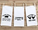 Set of 3 Farmhouse Flour Sack Kitchen Towels Cute Funny Hand Tea Dish Towels Birthday Housewarming Christmas Gift for Women Men Farm Style