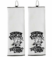 They See Me Rollin They Hatin Tri-fold Golf Towel with Clip 100% Microfiber Waffle Weave Black White Gift Idea for Golfer Men Women