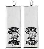 They See Me Rollin They Hatin Tri-fold Golf Towel with Clip 100% Microfiber Waffle Weave Black White Gift Idea for Golfer Men Women