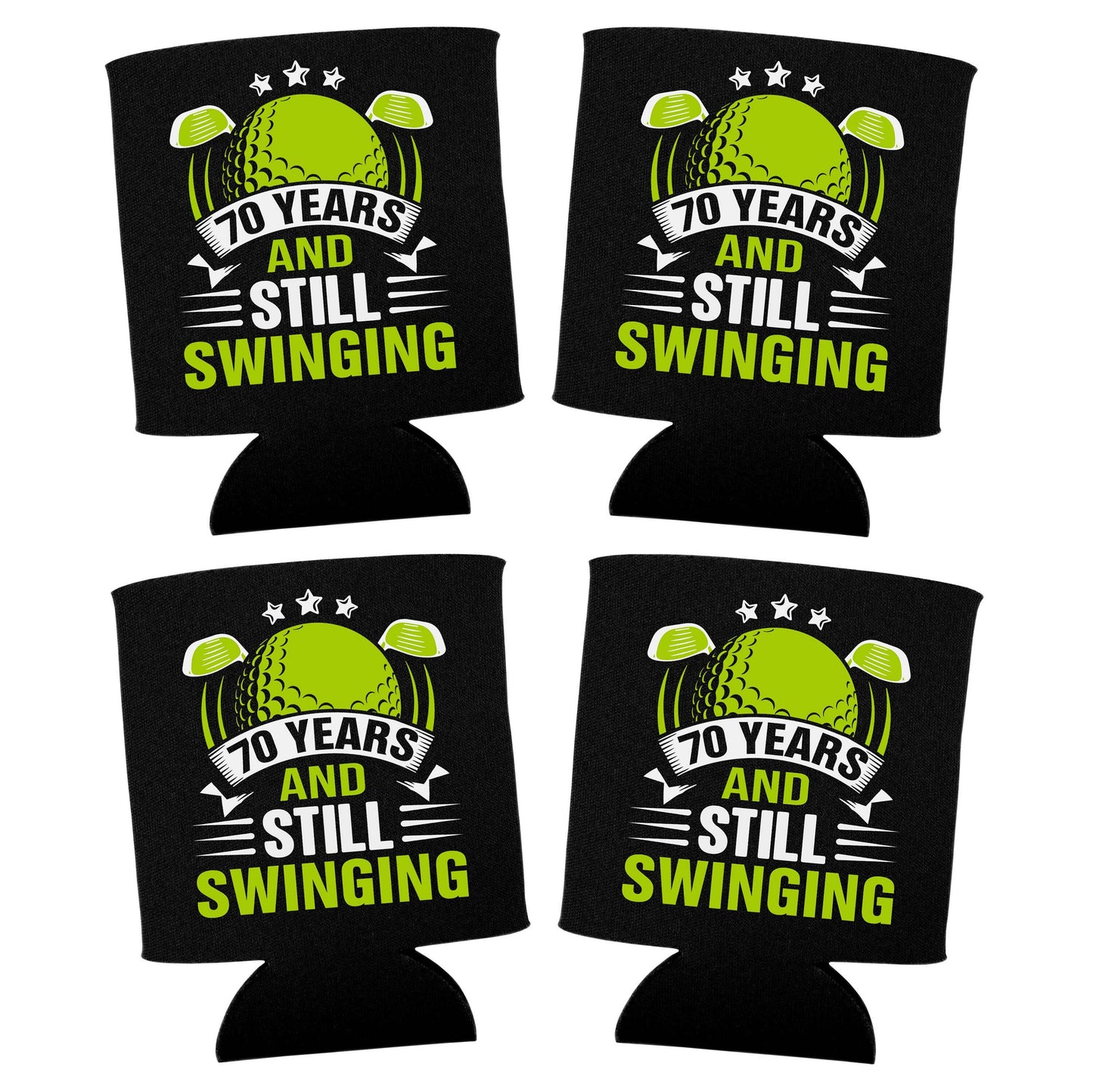 70 Years and Still Swinging Can Cooler - Funny Golf 70th Birthday Insulated 12 oz Beverage Beer Soda Cozy for Drinks Gift Idea for Men Women