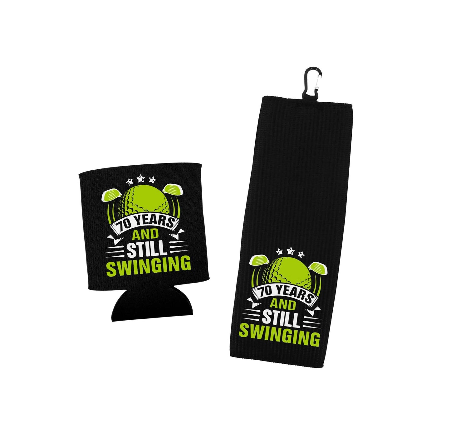 70 Years and Still Swinging Can Cooler - Funny Golf 70th Birthday Insulated 12 oz Beverage Beer Soda Cozy for Drinks Gift Idea for Men Women