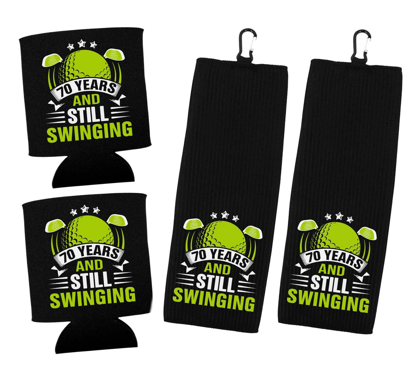 70 Years and Still Swinging Can Cooler - Funny Golf 70th Birthday Insulated 12 oz Beverage Beer Soda Cozy for Drinks Gift Idea for Men Women
