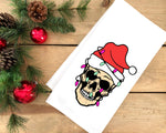Skull with Santa Hat and Christmas Lights Hand Towel Flour Sack Kitchen Holiday Home Decor Decorations for Men Women