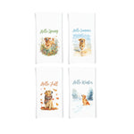 Golden Retriever Set of 4 Seasonal Flour Sack Hand Towels - Hello Spring Summer Fall Winter Birthday Christmas Gift Idea for Women Men