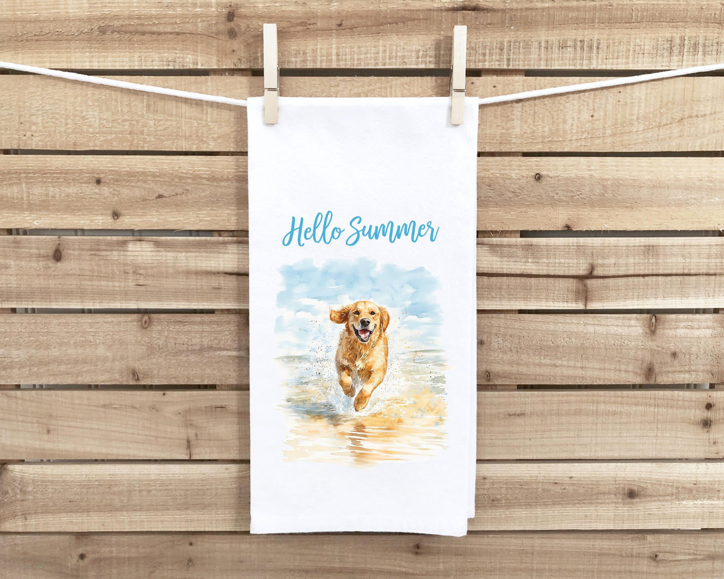 Golden Retriever Set of 4 Seasonal Flour Sack Hand Towels - Hello Spring Summer Fall Winter Birthday Christmas Gift Idea for Women Men