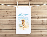 Golden Retriever Set of 4 Seasonal Flour Sack Hand Towels - Hello Spring Summer Fall Winter Birthday Christmas Gift Idea for Women Men