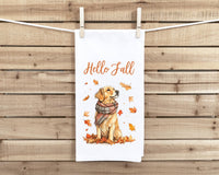 Golden Retriever Set of 4 Seasonal Flour Sack Hand Towels - Hello Spring Summer Fall Winter Birthday Christmas Gift Idea for Women Men