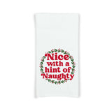 Nice with a Hint of Naughty Funny Christmas Tea Towel Cute Blue and Red Flour Sack Kitchen Towel Home Decor Decorations for Men Women