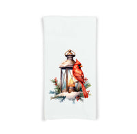 Christmas Cardinal and Lantern Tea Towel Cute Colorful Flour Sack Kitchen Towel Farmhouse Home Decor Decoration for Men Women Family Friends
