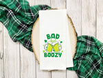 Bad and Boozy St. Patrick's Day Tea Towel Cute Flour Sack Dish Saint Patricks Bathroom or Kitchen Decor Decorative Hand Towel