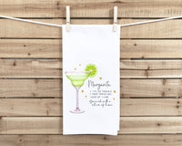 Margarita Recipe Hand Towel with Hanging Loop - 100% Cotton Flour Sack Towels - Cute Bar Cart Towel - Hostess Birthday Mother's Day Gift