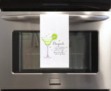Margarita Recipe Hand Towel with Hanging Loop - 100% Cotton Flour Sack Towels - Cute Bar Cart Towel - Hostess Birthday Mother's Day Gift