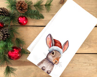 Christmas Bunny Rabbit Tea Towel Flour Sack Kitchen Towel Cute Animal Home Decor Decoration for Men Women