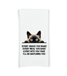 Siamese Cat Every Snack You Make Flour Sack Kitchen Towel - Funny Kitty Housewarming Hostess Birthday Christmas Gift 27x27 Cotton Towel Made in India Eco-Friendly Ink