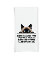 Siamese Cat Every Snack You Make Flour Sack Kitchen Towel - Funny Kitty Housewarming Hostess Birthday Christmas Gift 27x27 Cotton Towel Made in India Eco-Friendly Ink