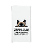 Siamese Cat Every Snack You Make Flour Sack Kitchen Towel - Funny Kitty Housewarming Hostess Birthday Christmas Gift 27x27 Cotton Towel Made in India Eco-Friendly Ink