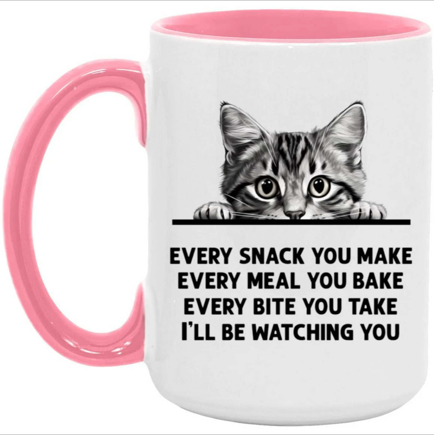 Gray Tabby Cat Every Snack You Make 15 oz Large Coffee Mug with Contrast Handle (Copy)