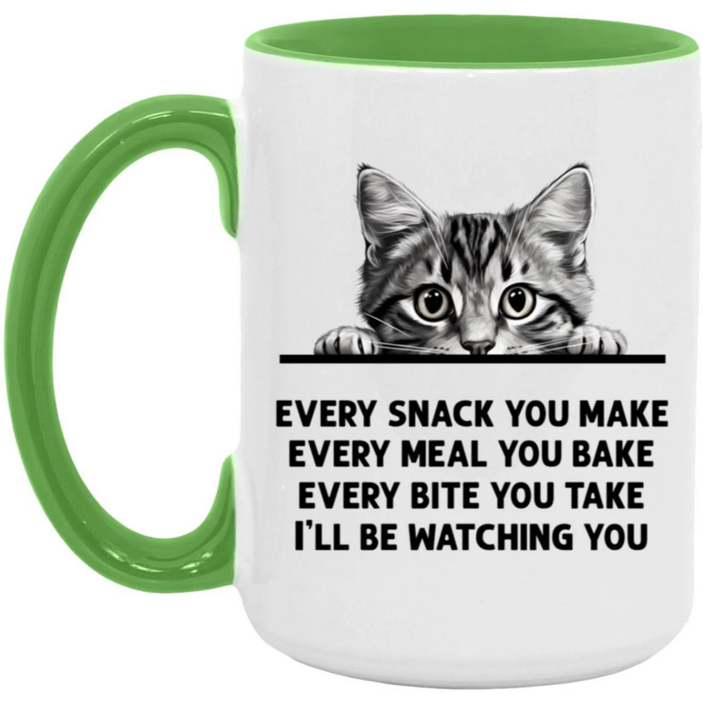Gray Tabby Cat Every Snack You Make 15 oz Large Coffee Mug with Contrast Handle (Copy)