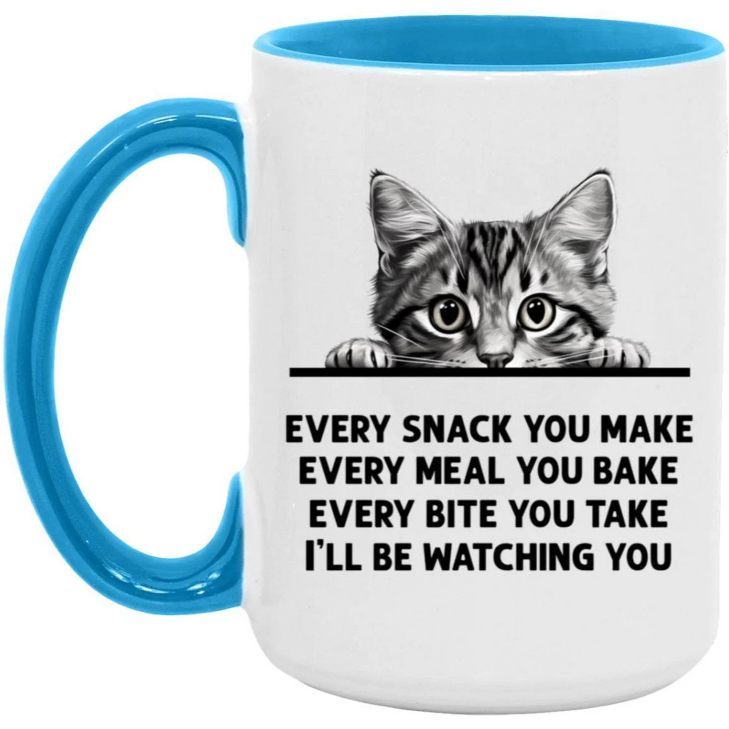 Gray Tabby Cat Every Snack You Make 15 oz Large Coffee Mug with Contrast Handle (Copy)