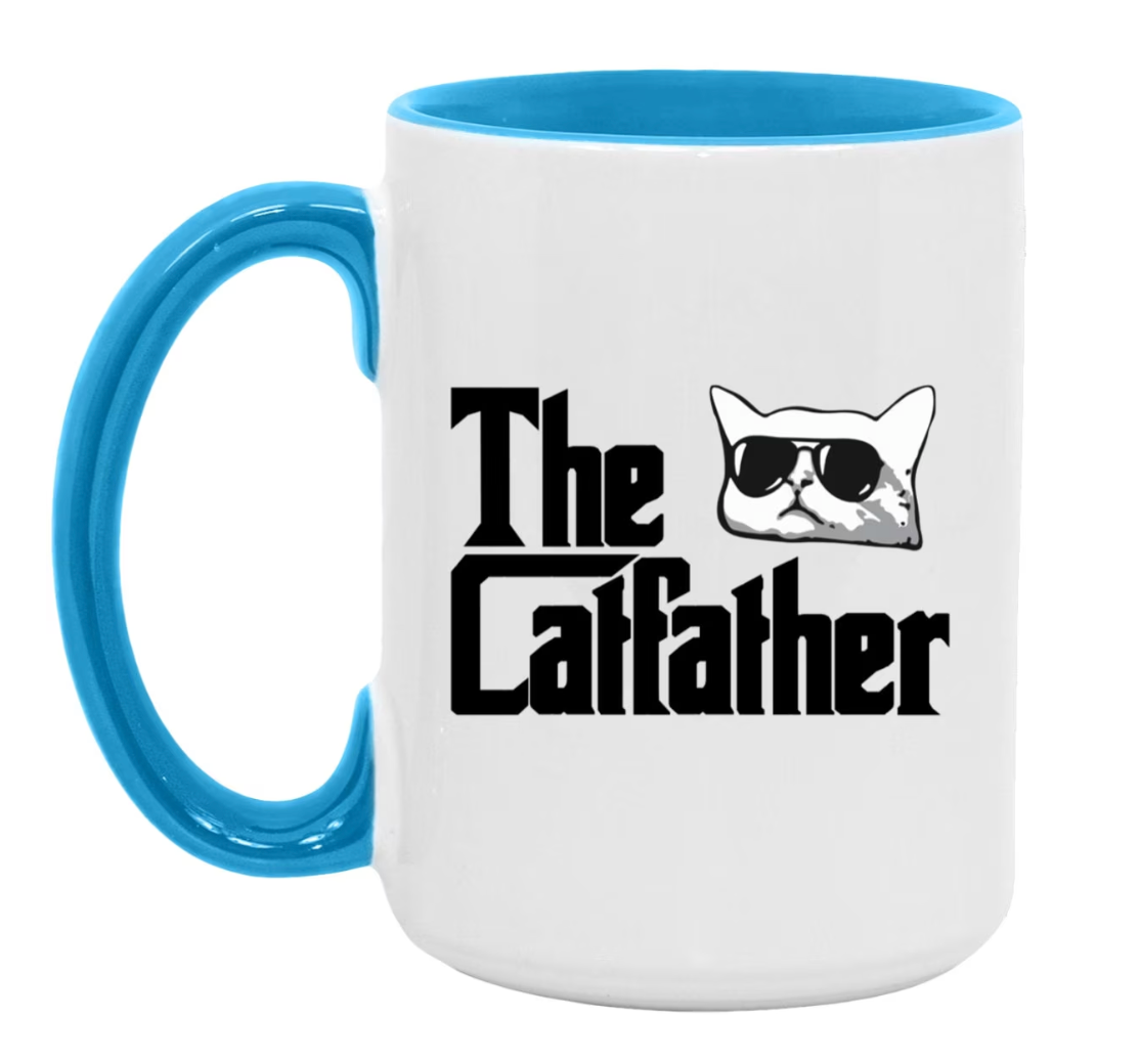 The Catfather 15 oz Large Coffee Mug with Contrast Handle