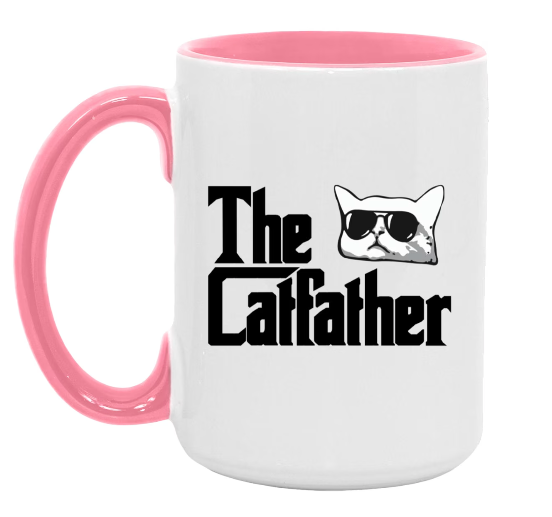 The Catfather 15 oz Large Coffee Mug with Contrast Handle