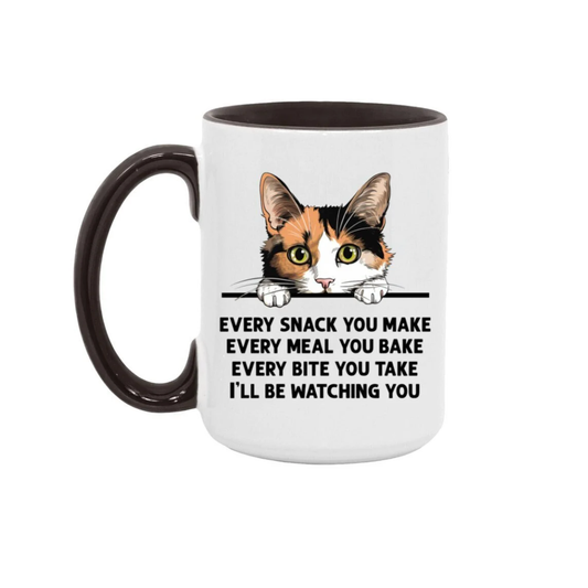 Calico Cat Every Snack You Make 15 oz Large Coffee Mug with Contrast Handle