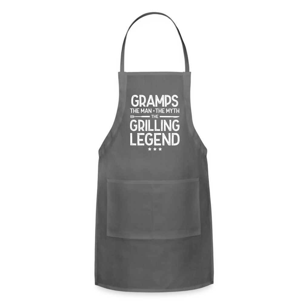 Gramps the Man the Myth the Grilling Legend Adjustable Apron - charcoal