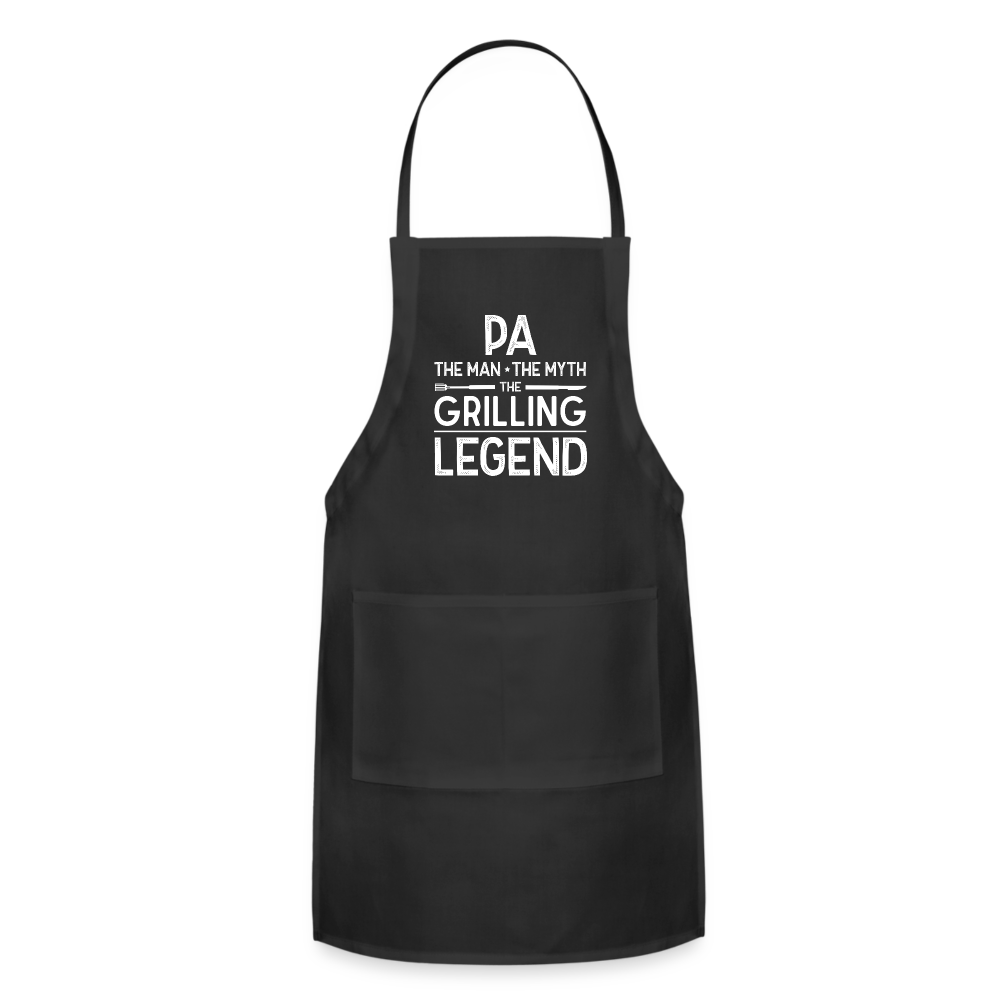 Pa the Man the Myth the Grilling Legend Adjustable Apron - black