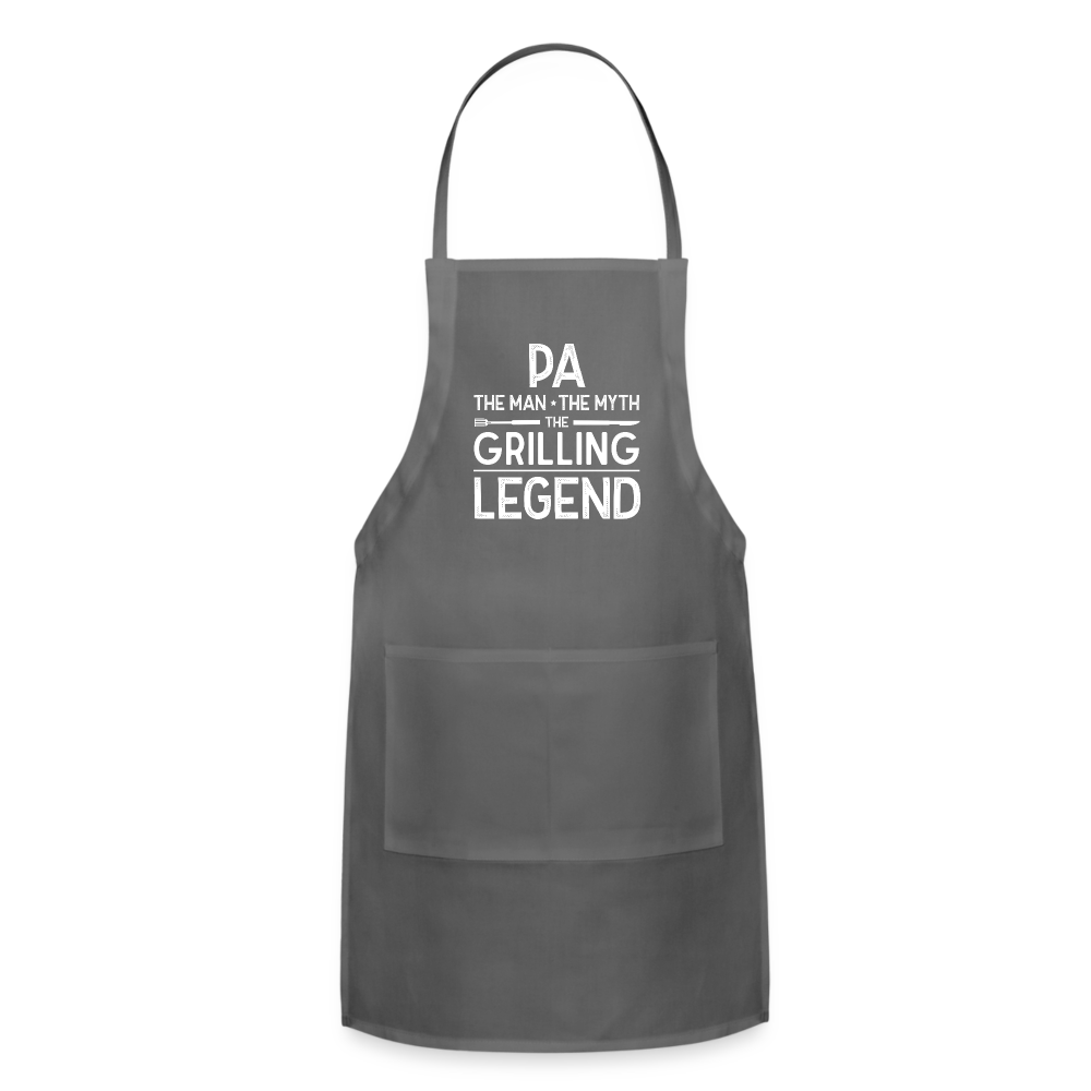 Pa the Man the Myth the Grilling Legend Adjustable Apron - charcoal