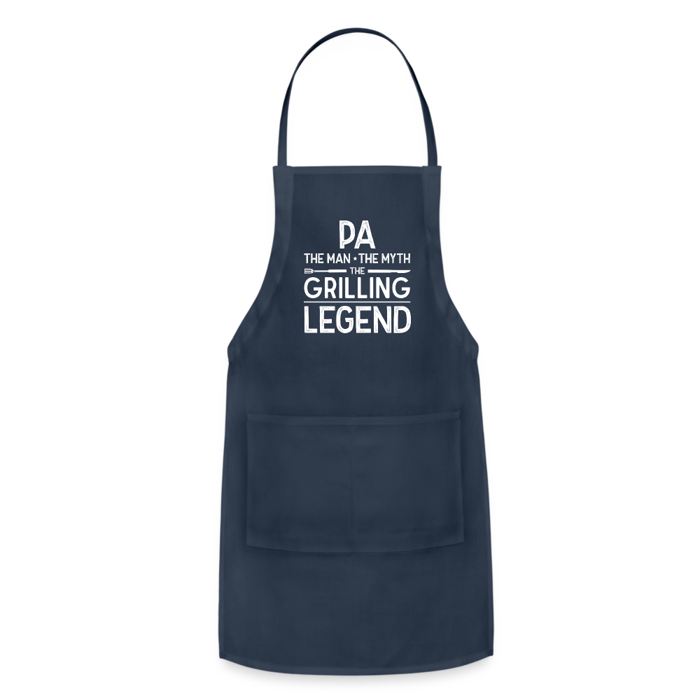 Pa the Man the Myth the Grilling Legend Adjustable Apron - navy