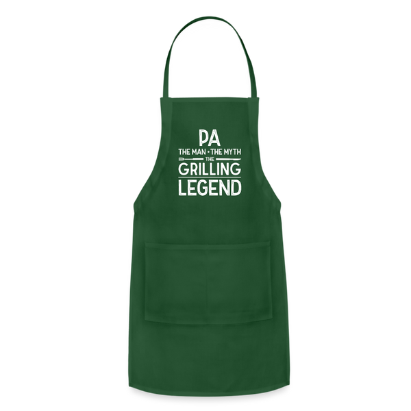Pa the Man the Myth the Grilling Legend Adjustable Apron - forest green