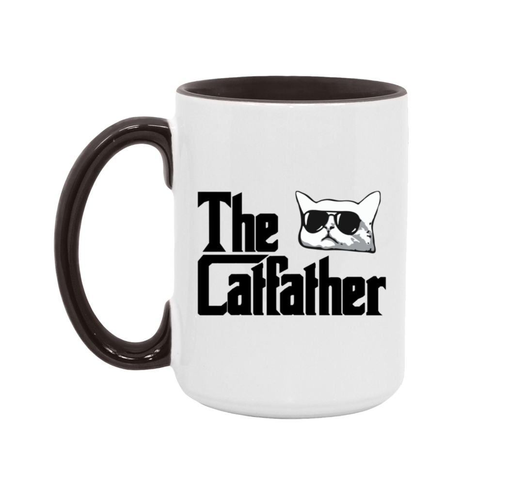 The Catfather 15 oz Large Coffee Mug with Contrast Handle