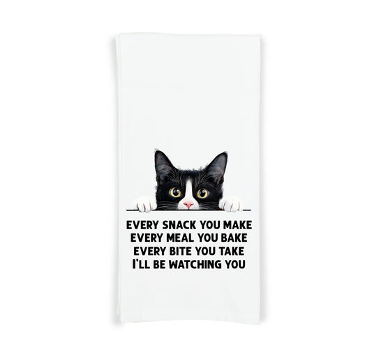 Tuxedo Cat Every Snack You Make Flour Sack Kitchen Towel