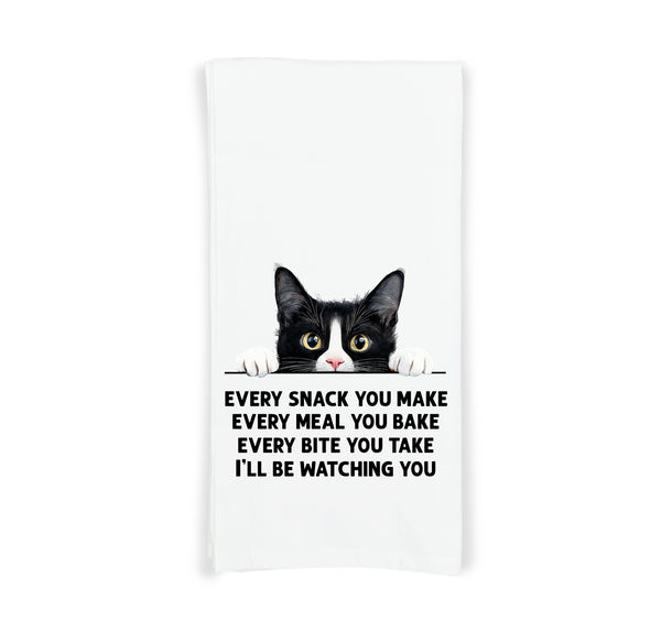 Tuxedo Cat Every Snack You Make Flour Sack Kitchen Towel