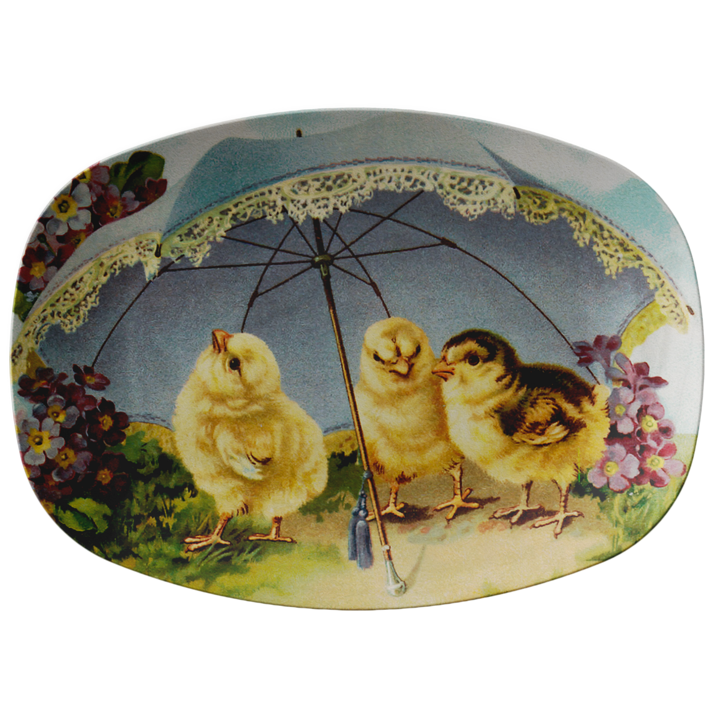 Easter Chicks Under a Parasol Serving Platter