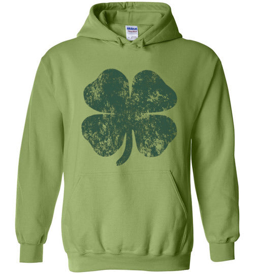 Distressed Shamrock St Patricks Day Hoodie for Men, Women and Teens