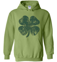Distressed Shamrock St Patricks Day Hoodie for Men, Women and Teens