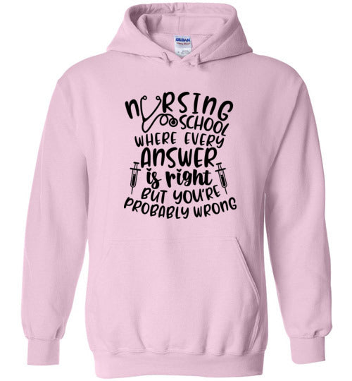 Nursing School Where Every Answer Is Right But You're Probably Wrong Hoodie