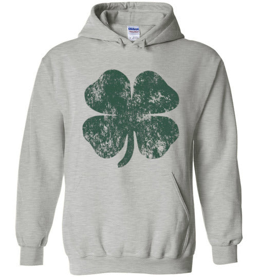 Distressed Shamrock St Patricks Day Hoodie for Men, Women and Teens