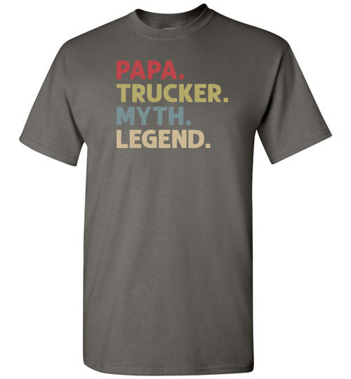 Papa Trucker Myth Legend Shirt Gift for Truck Driver Dad Grandpa
